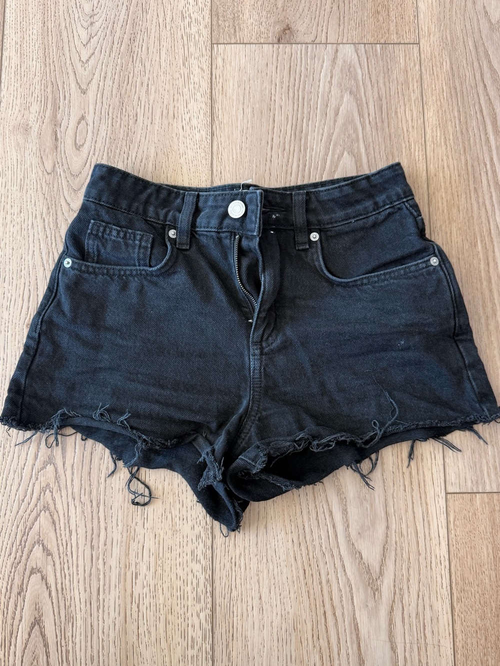 Cotton On Black Distressed Frayed Hem Denim Shorts
